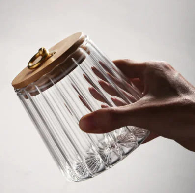 Dustproof Glass Storage Jar with Bamboo Lid
