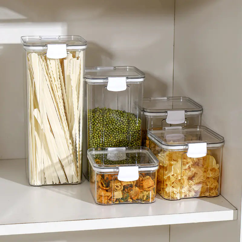Transparent Food-Grade Storage Jars for Kitchen Use