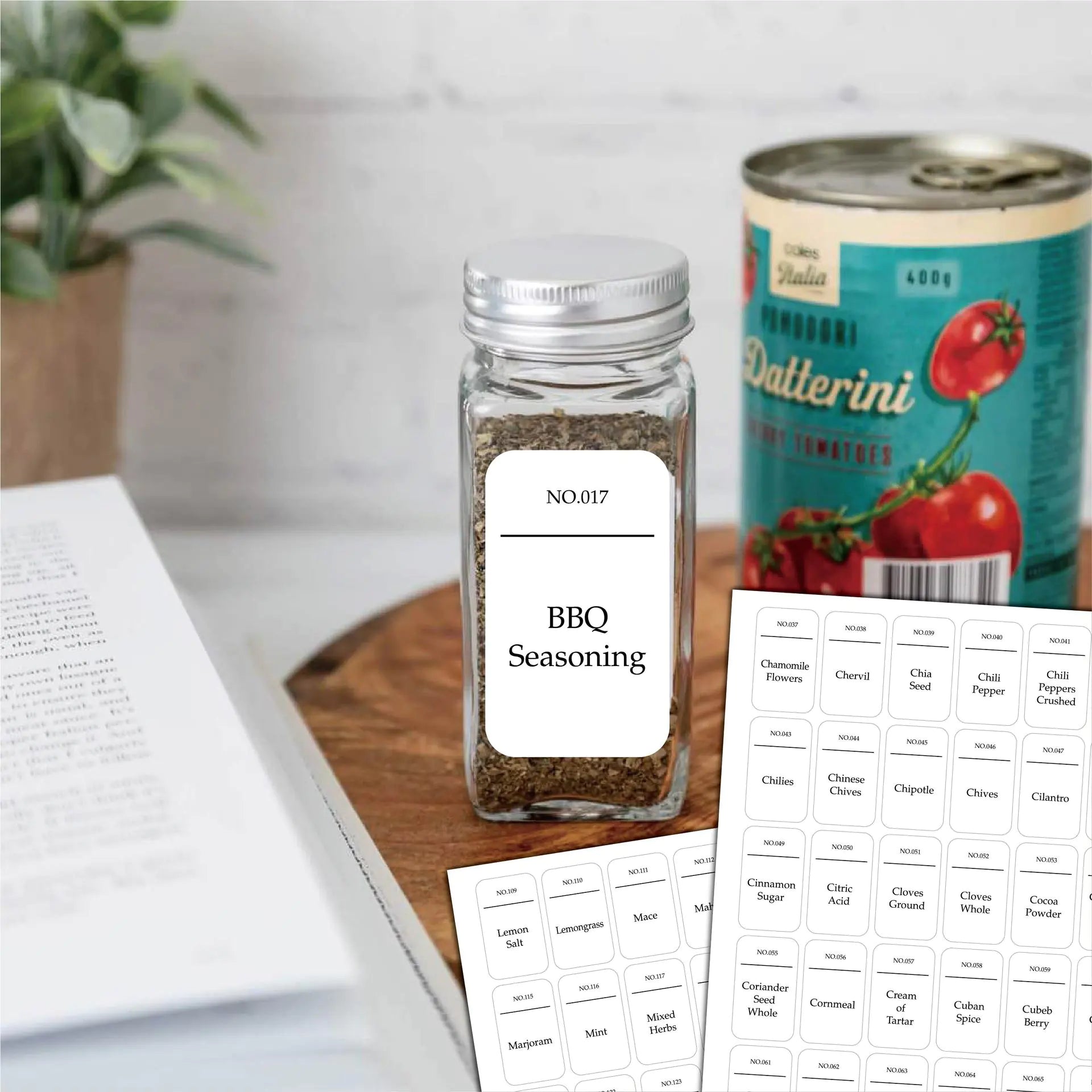 Water and Oil Resistant Machine Washable Spice Jar Labels