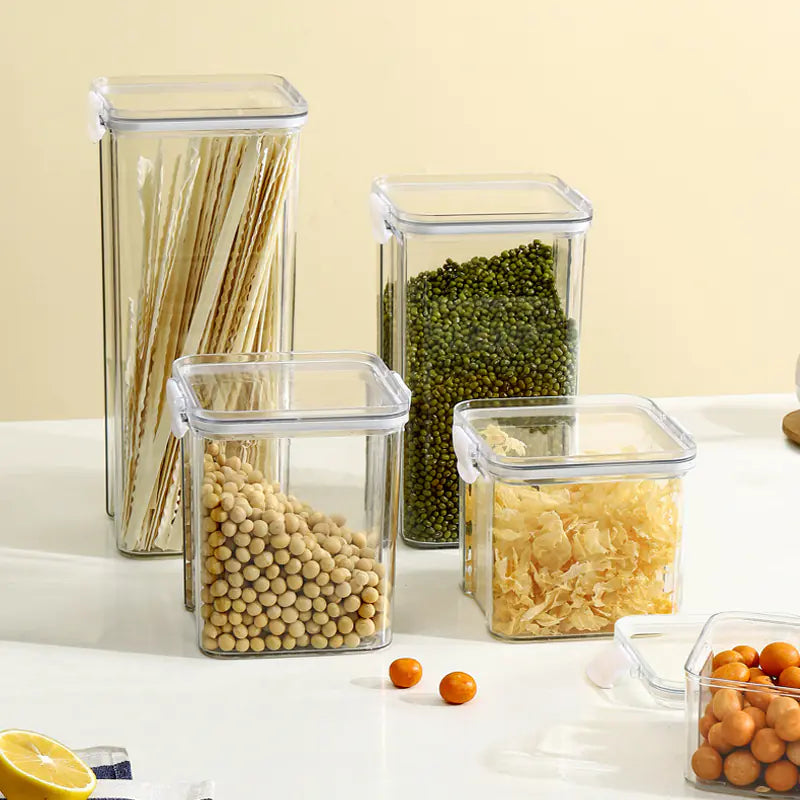 Transparent Food-Grade Storage Jars for Kitchen Use